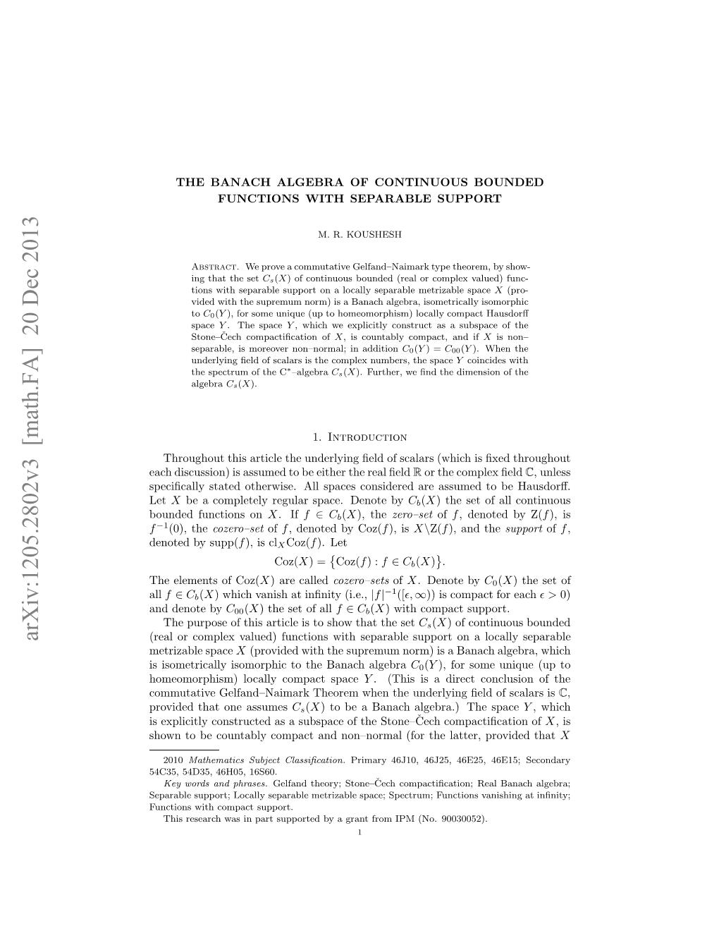 Arxiv:1205.2802V3 [Math.FA]