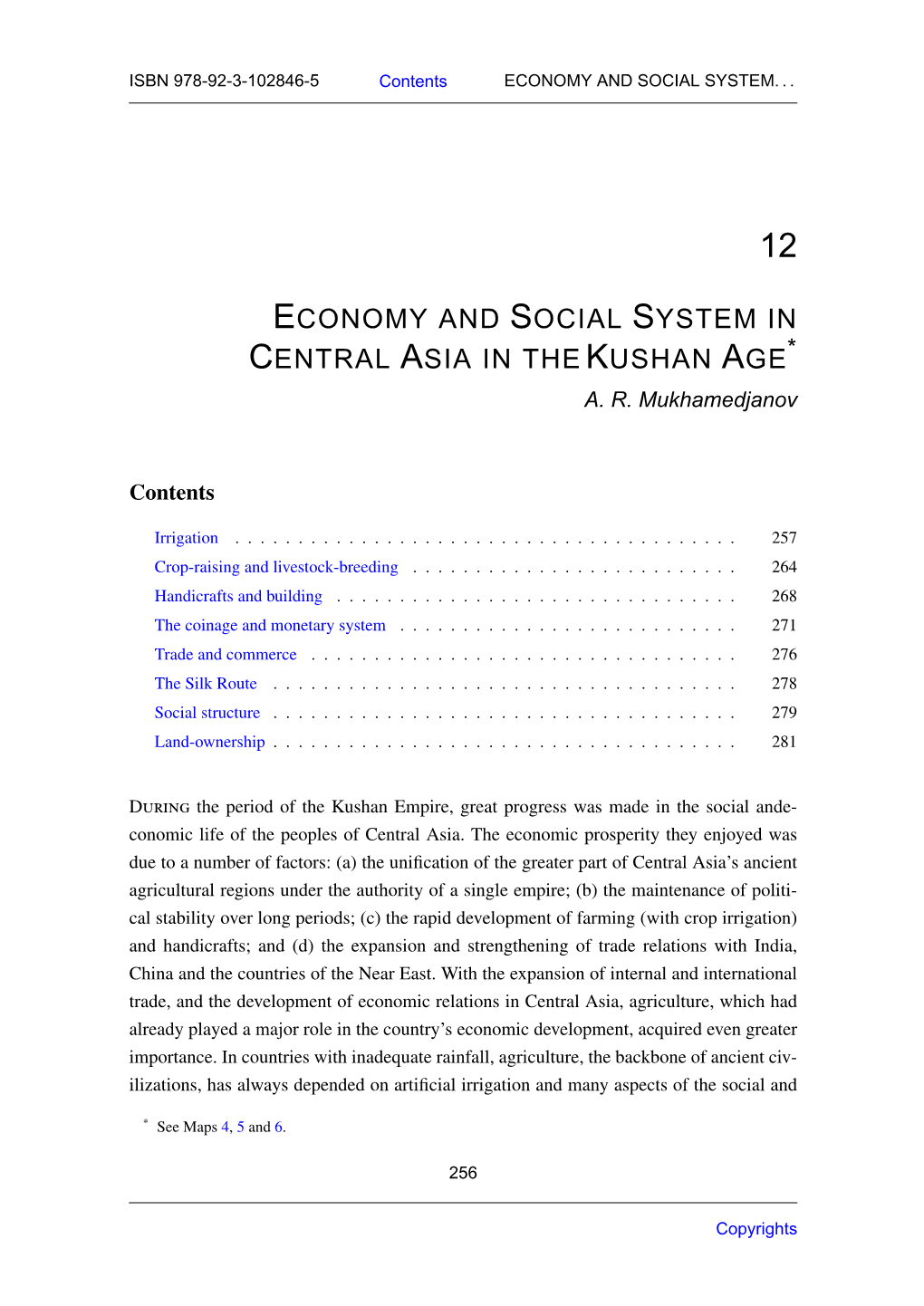 Economy and Social System in Central Asia in the Kushan