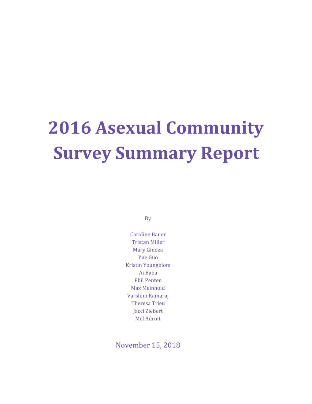 2016 Asexual Community Survey Summary Report