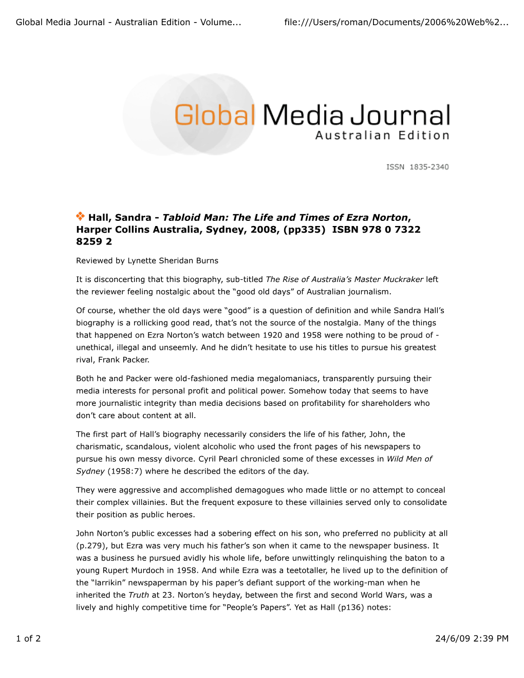 Global Media Journal - Australian Edition - Volume