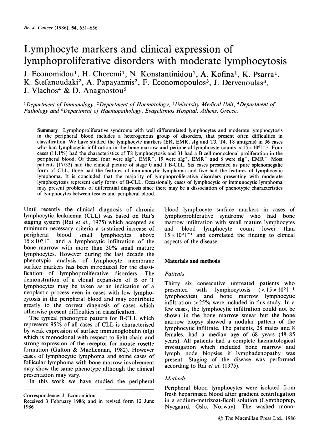 Lymphoproliferative Disorders with Moderate Lymphocytosis J