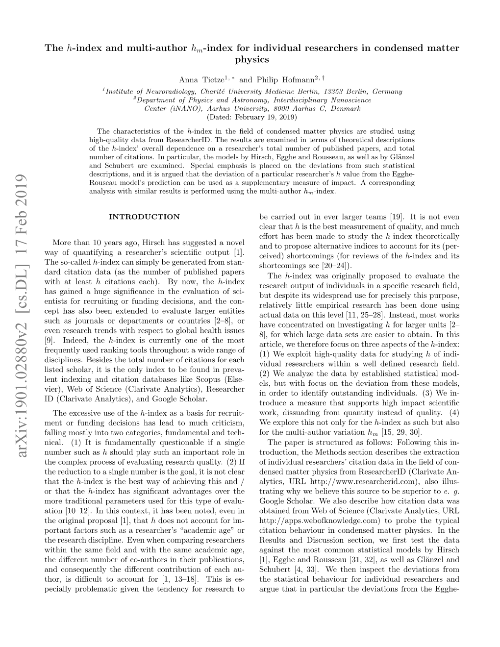 The $ H $-Index and Multi-Author $ H M $-Index for Individual