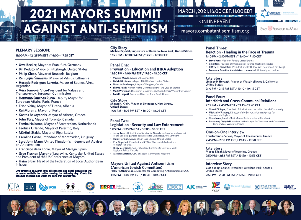 Mayors.Combatantisemitism.Org MARCH ,2021, 16:00 CET, 11:00