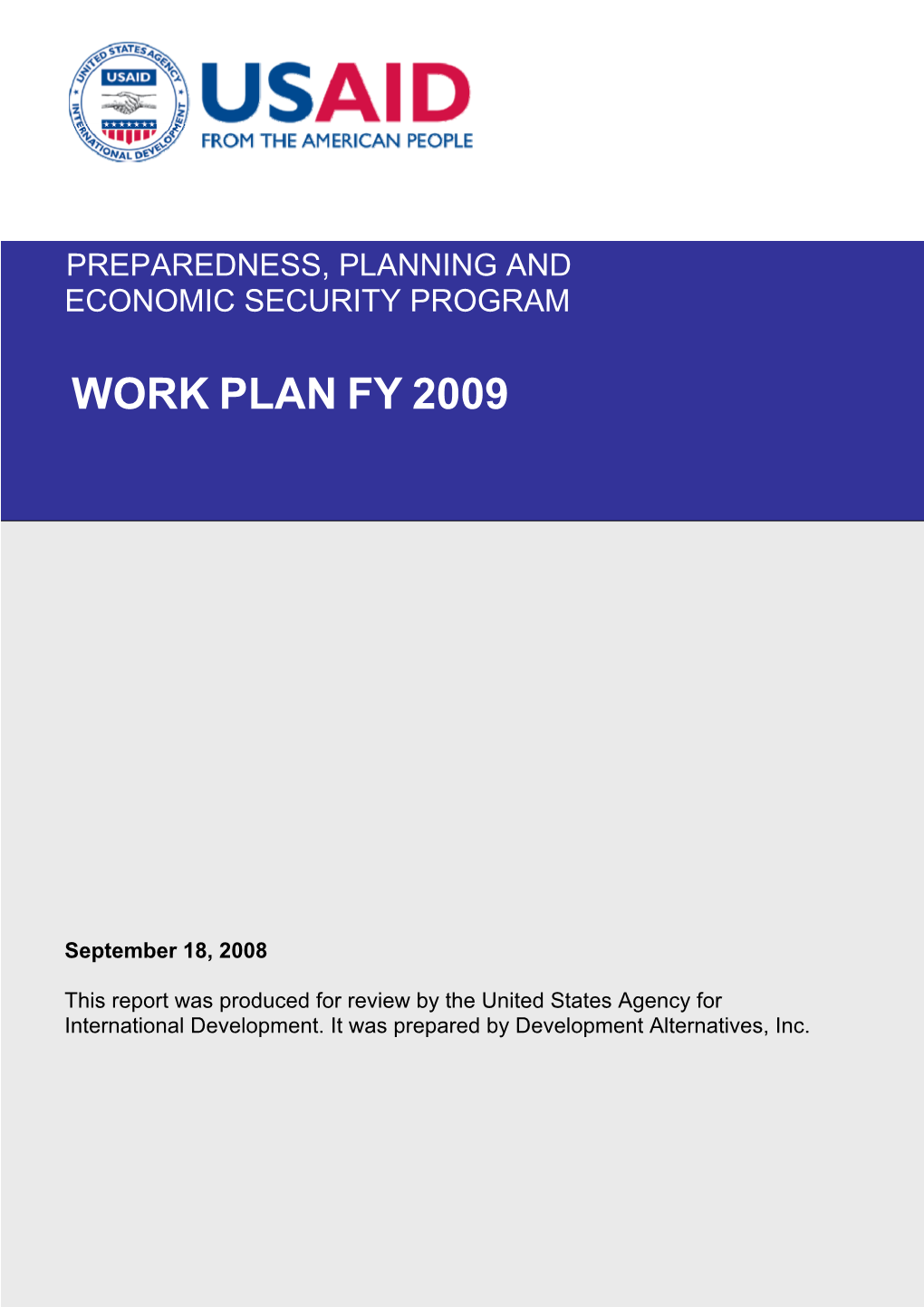 Work Plan Fy 2009