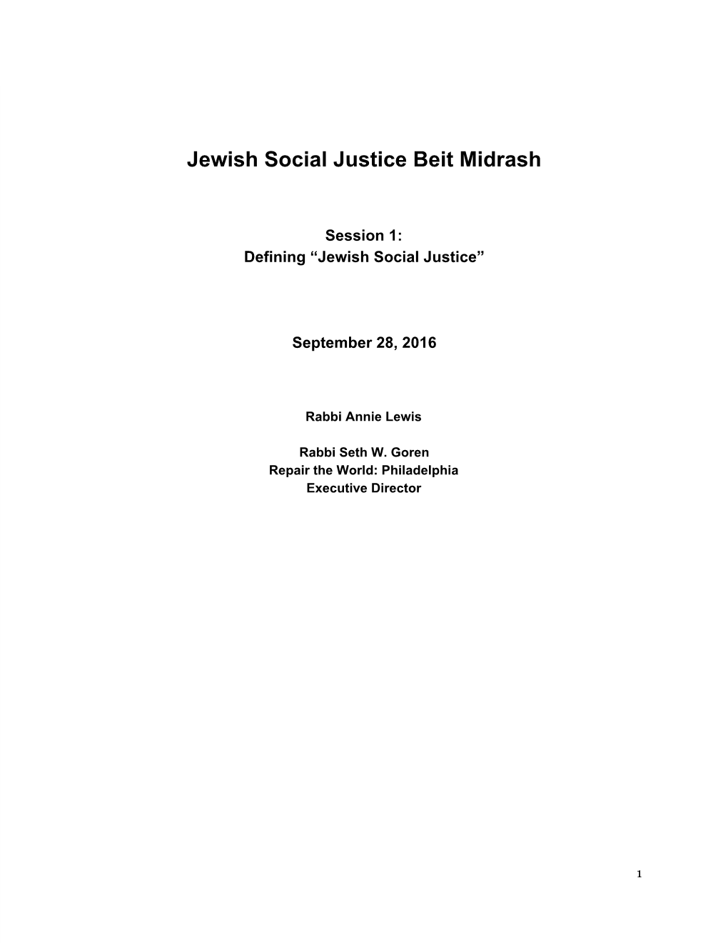 Jewish Social Justice Beit Midrash