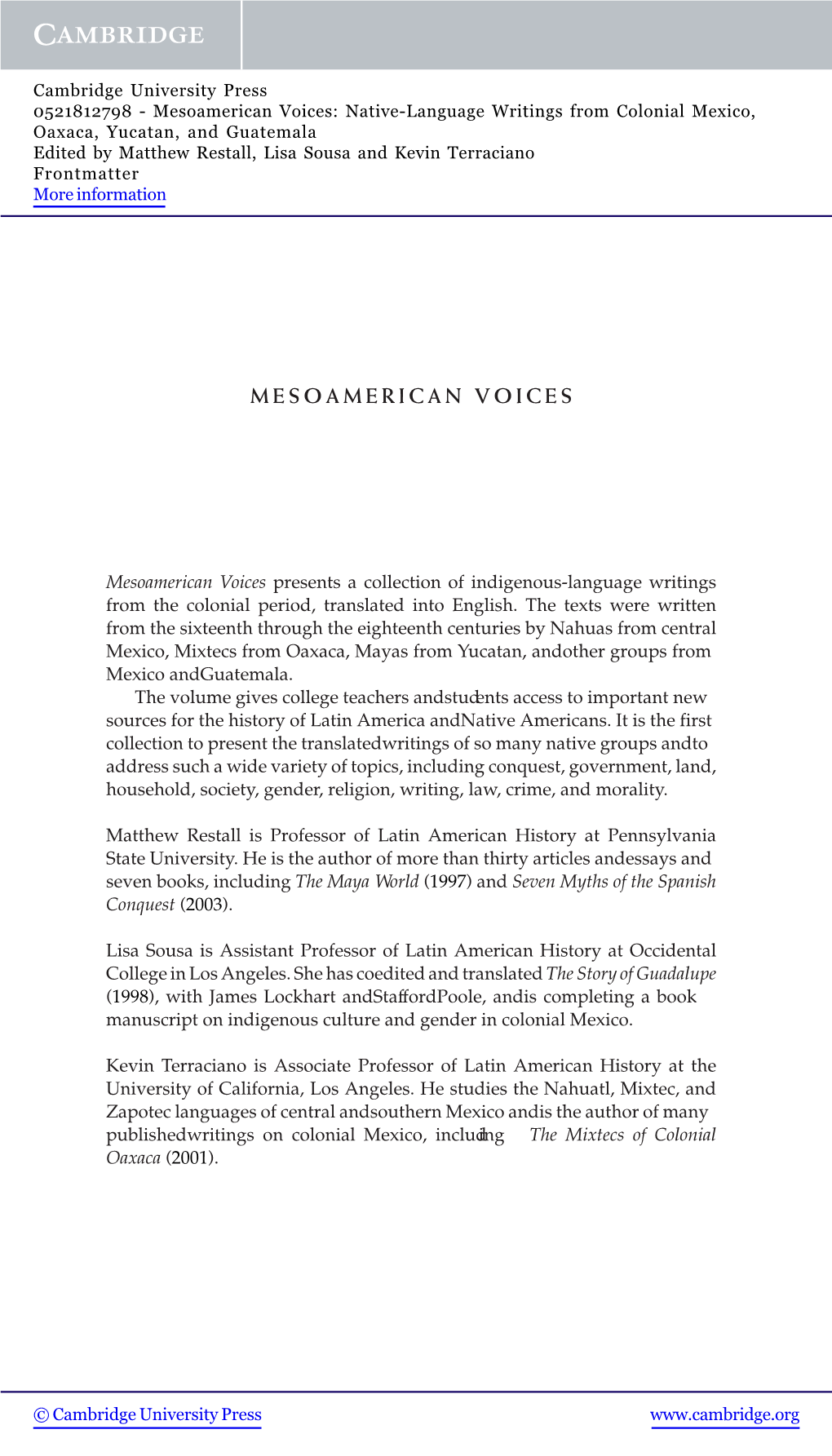 Mesoamerican Voices