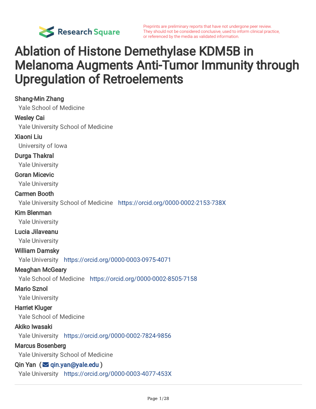 Ablation of Histone Demethylase KDM5B in Melanoma Augments Anti-Tumor Immunity Through Upregulation of Retroelements