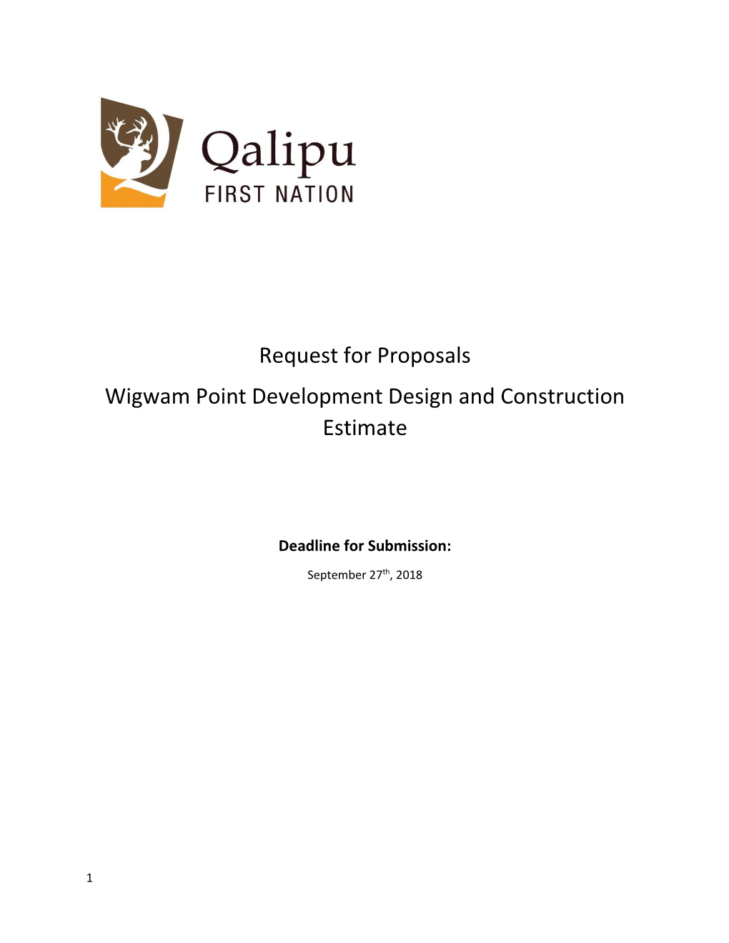 Request for Proposals Wigwam Point Development Design and Construction Estimate