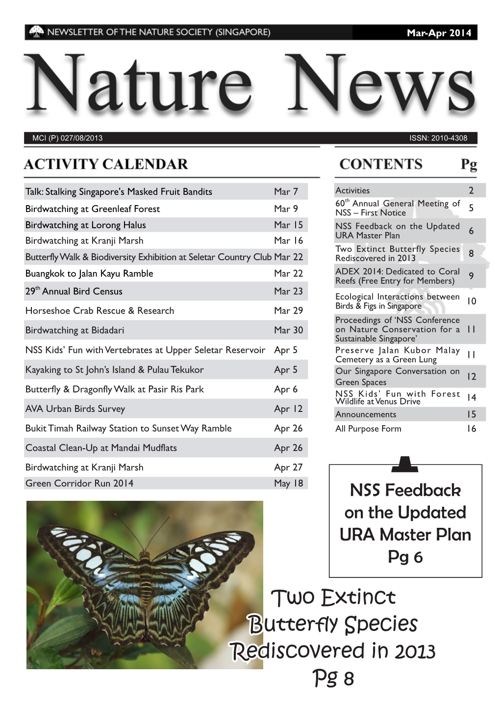 Two Extinct Butterfly Species Rediscovered in 2013 Pg 8 1 NATURE NEWS MAR-APR 2014