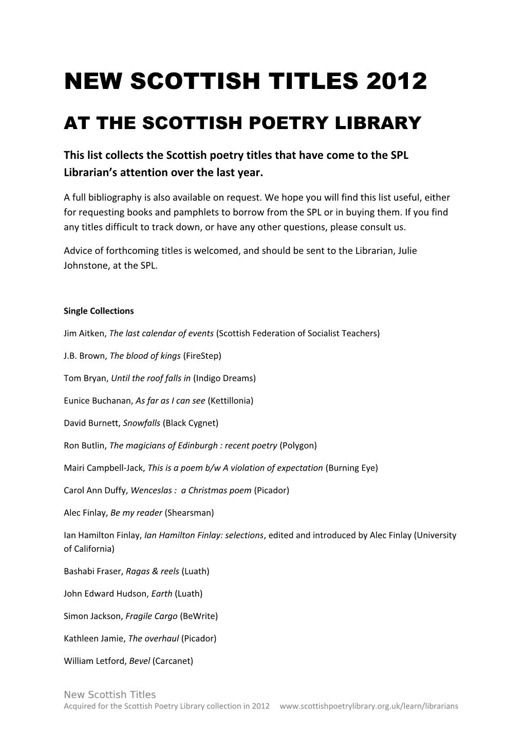 At the Scottish Poetry Library