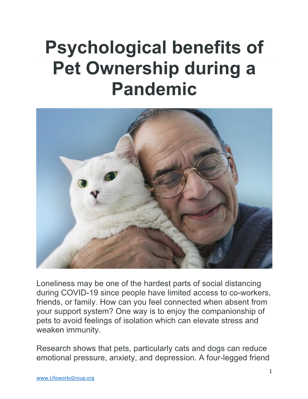 Psychological Benefits of Pet Ownership During a Pandemic