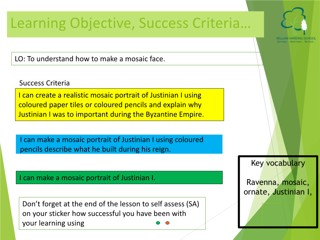 Learning Objective, Success Criteria…