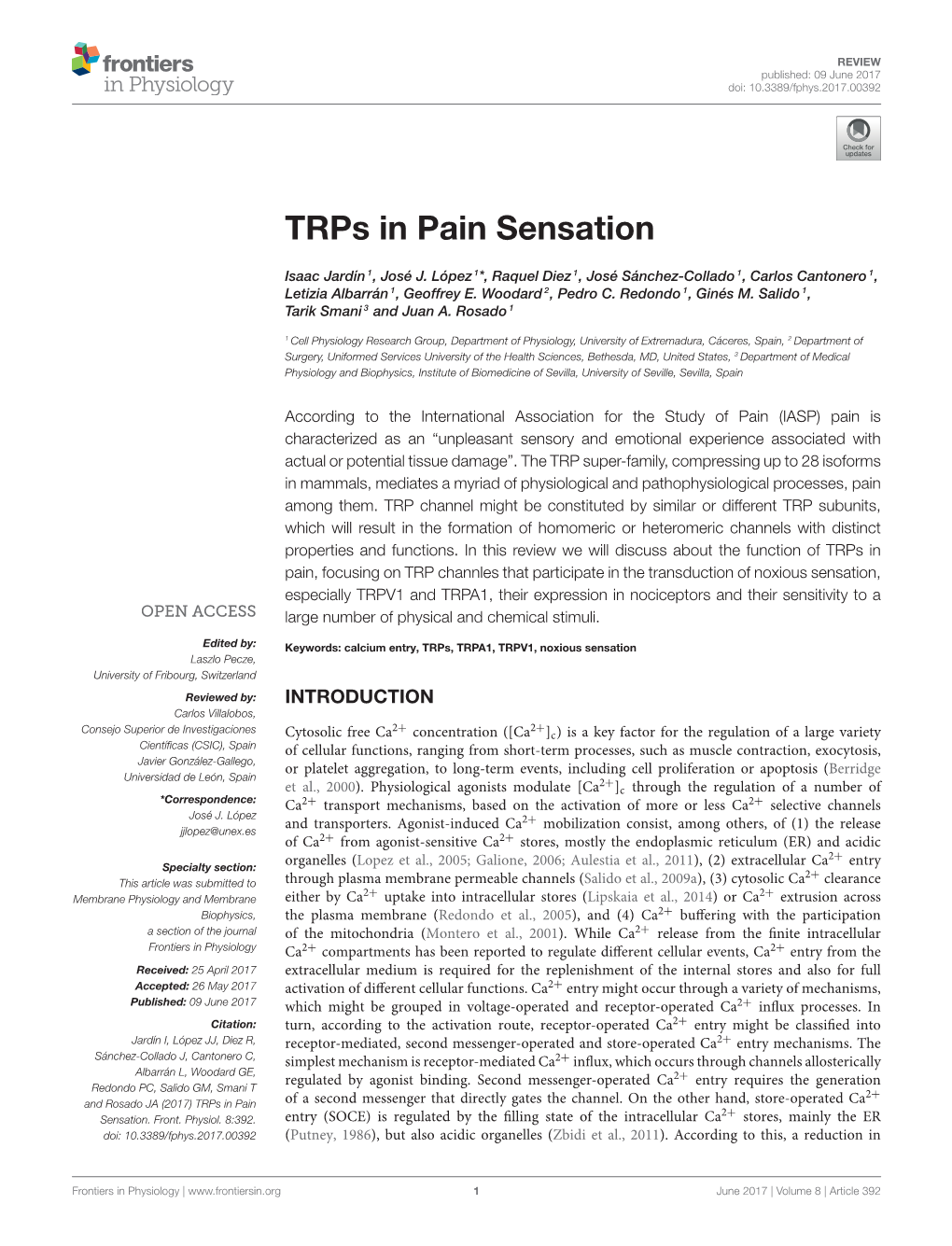Trps in Pain Sensation