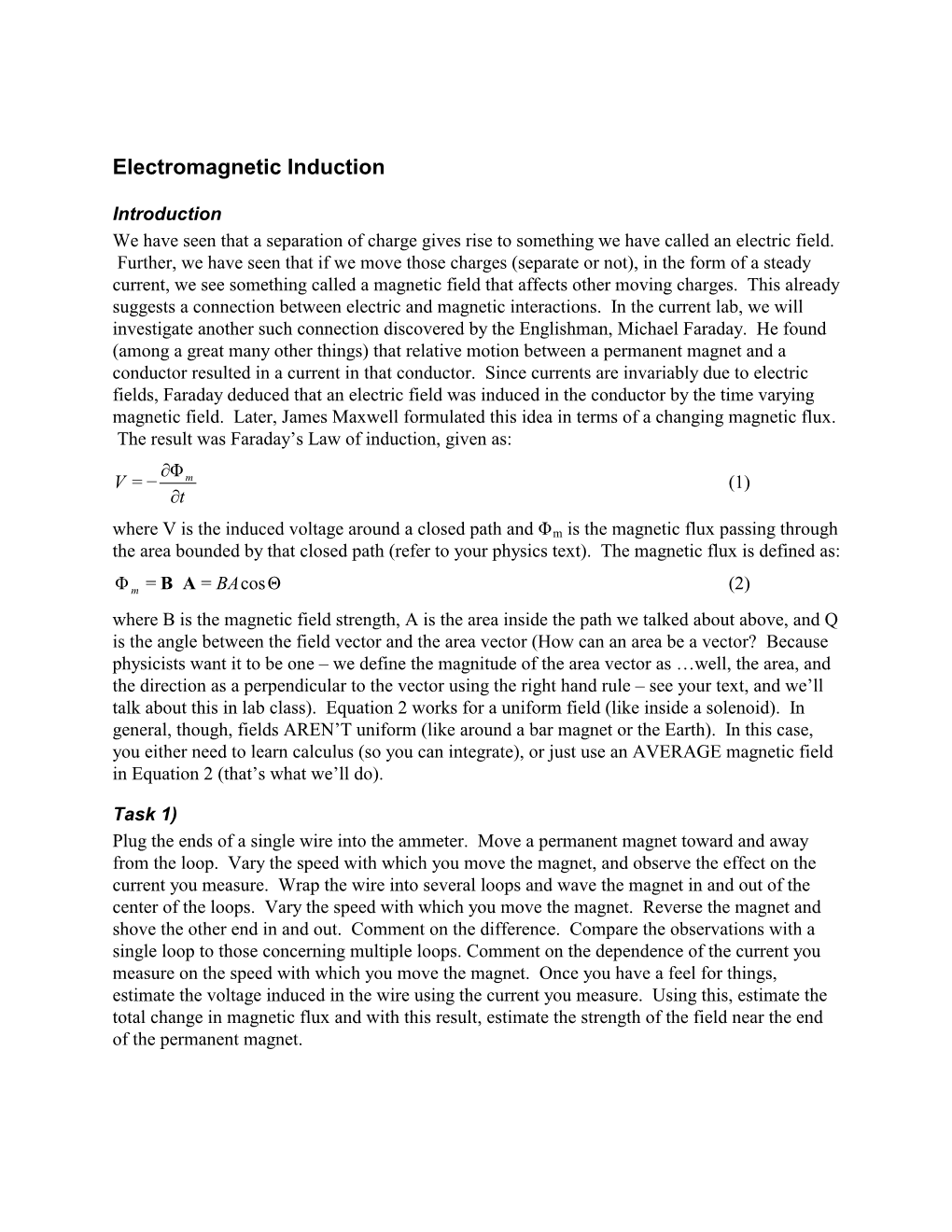 Lab N*: Electromagnetic Induction