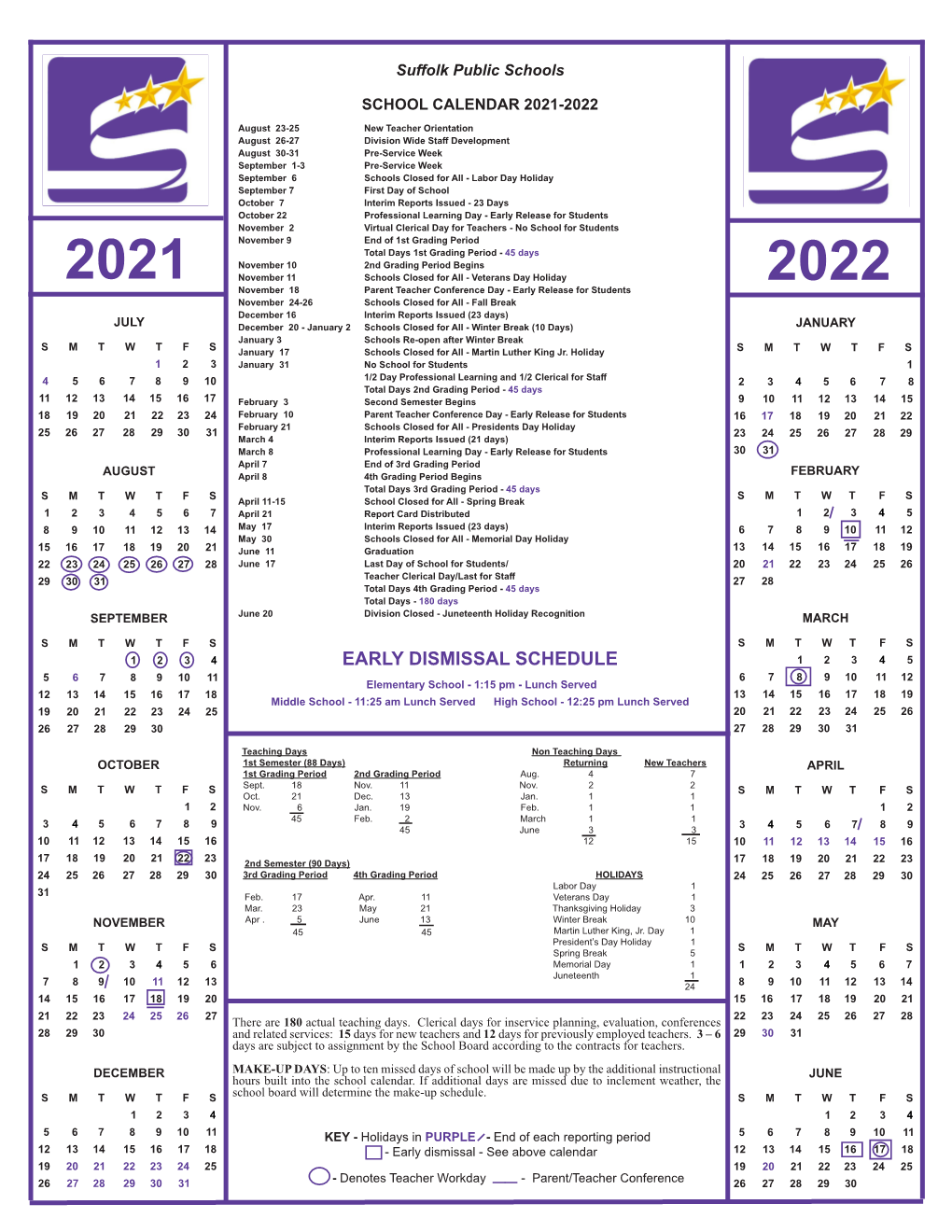 2021-2022 School Calendar