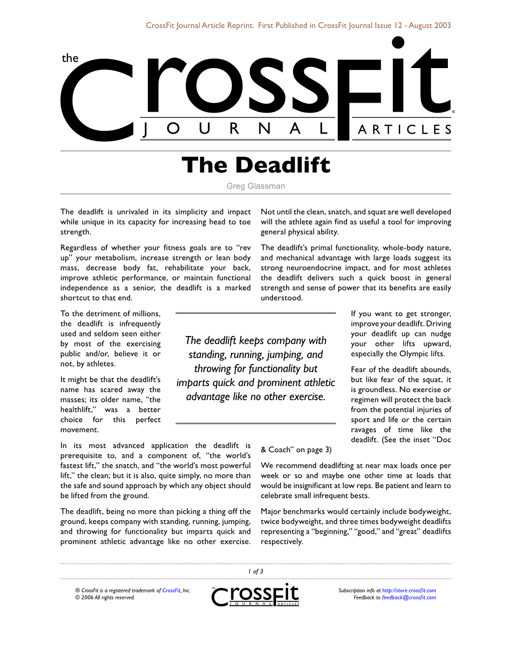 The Deadlift Greg Glassman