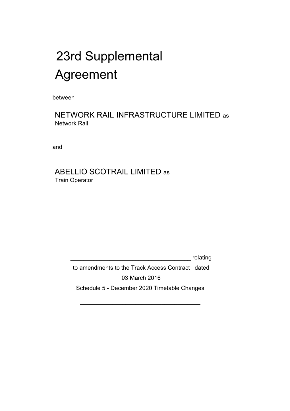 Abellio Scotrail Limited 23Rd Supplemental Agreement