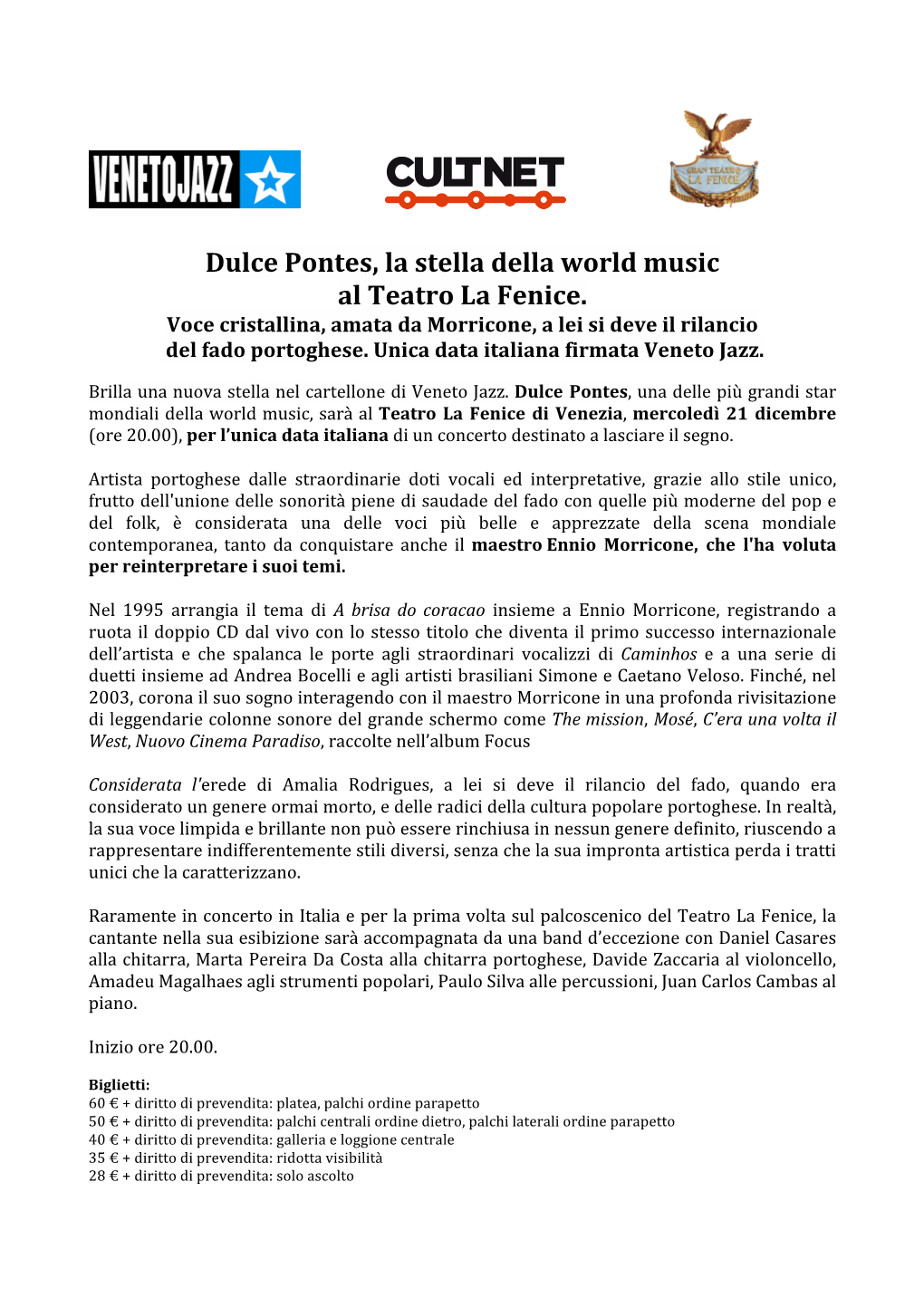 Dulce Pontes, La Stella Della World Music Al Teatro La Fenice. Voce Cristallina, Amata Da Morricone, a Lei Si Deve Il Rilancio Del Fado Portoghese