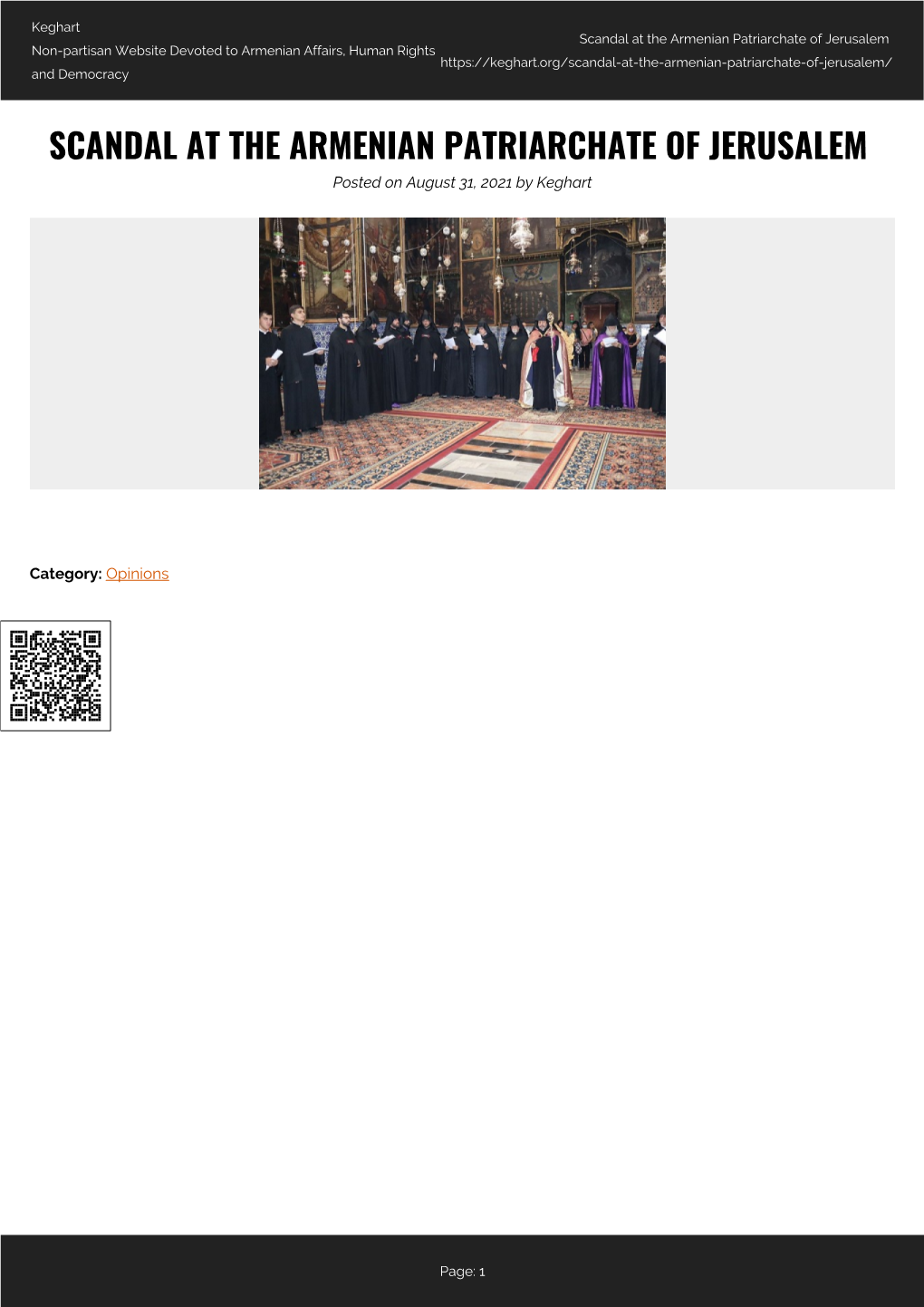 Scandal at the Armenian Patriarchate of Jerusalem