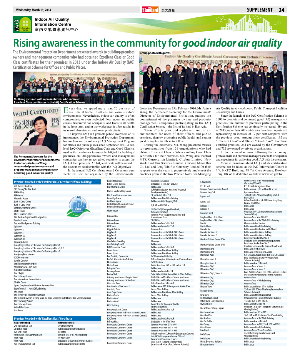 Rising Awareness in the Community for Good Indoor Air Quality