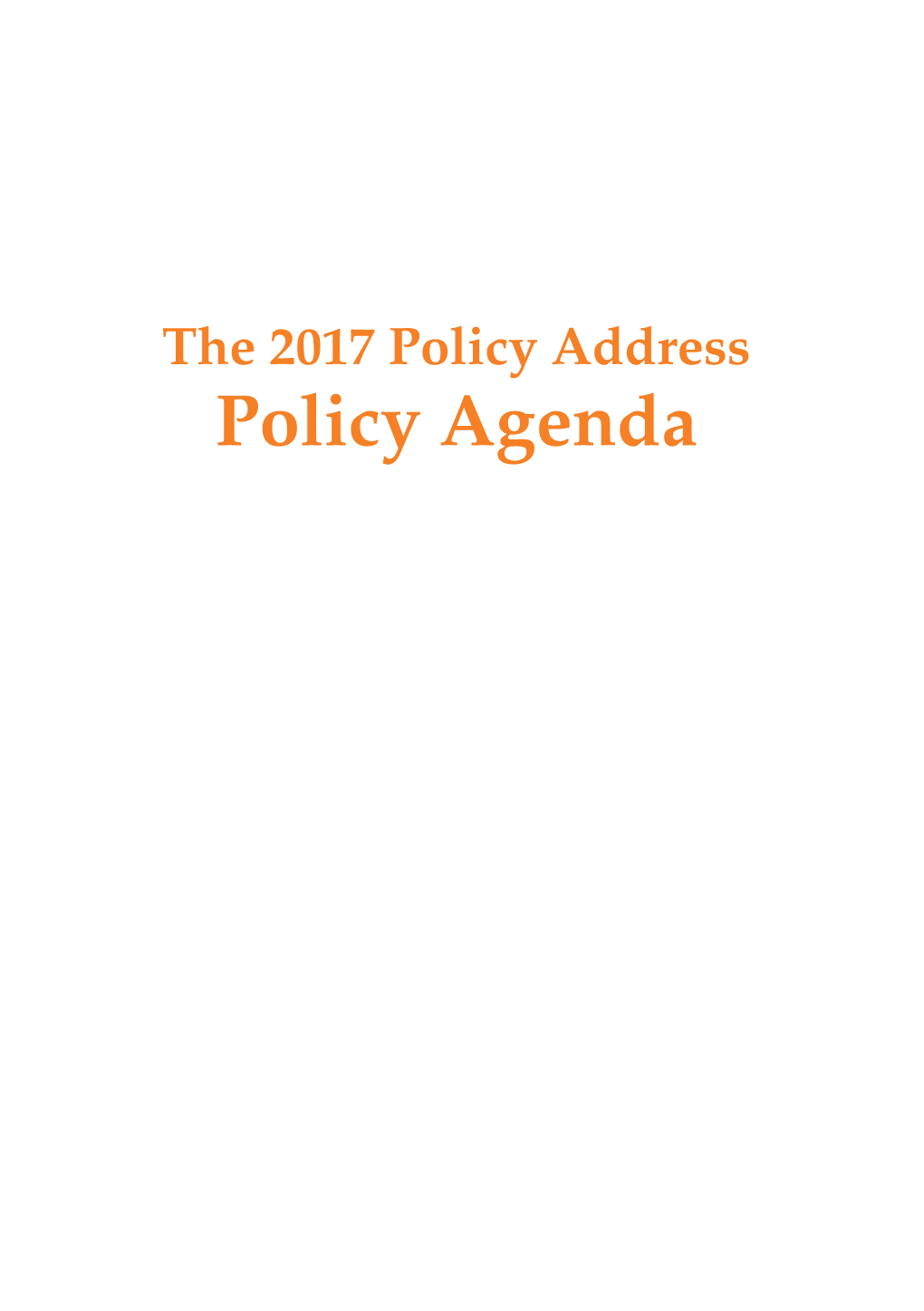 Policy Agenda Contents Page Introduction 1