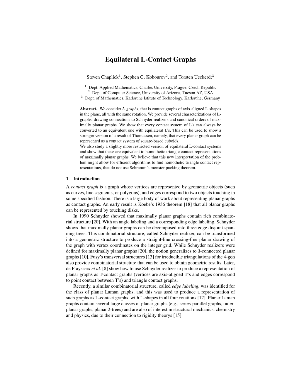 Equilateral L-Contact Graphs