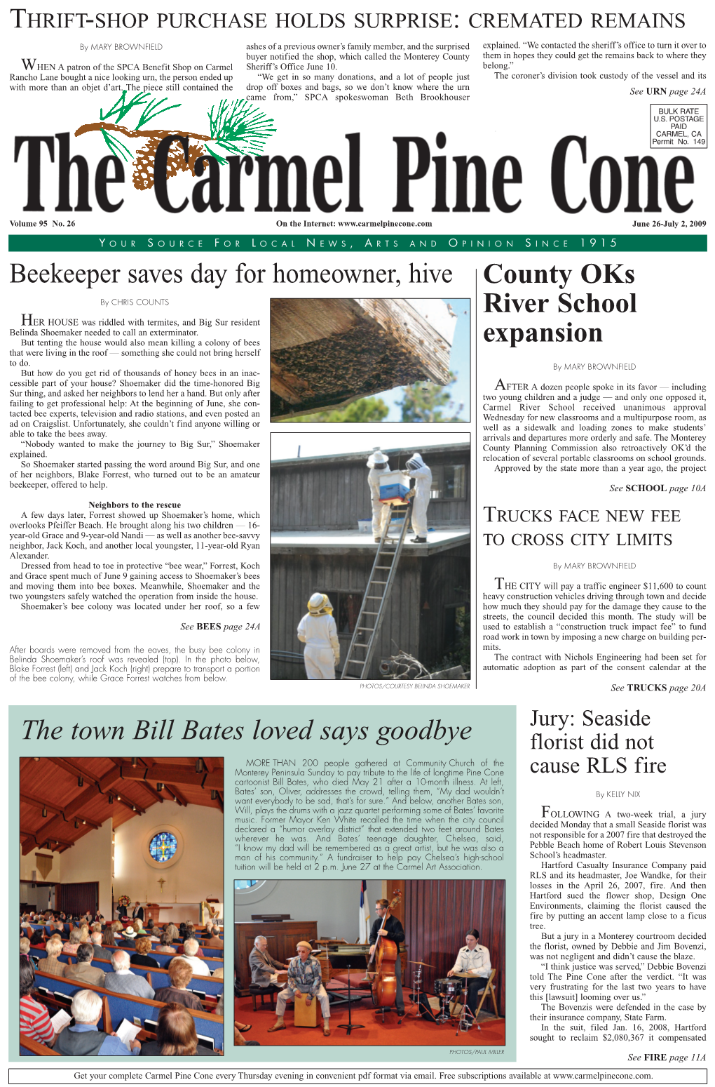Carmel Pine Cone, June 26, 2009 (Main News)