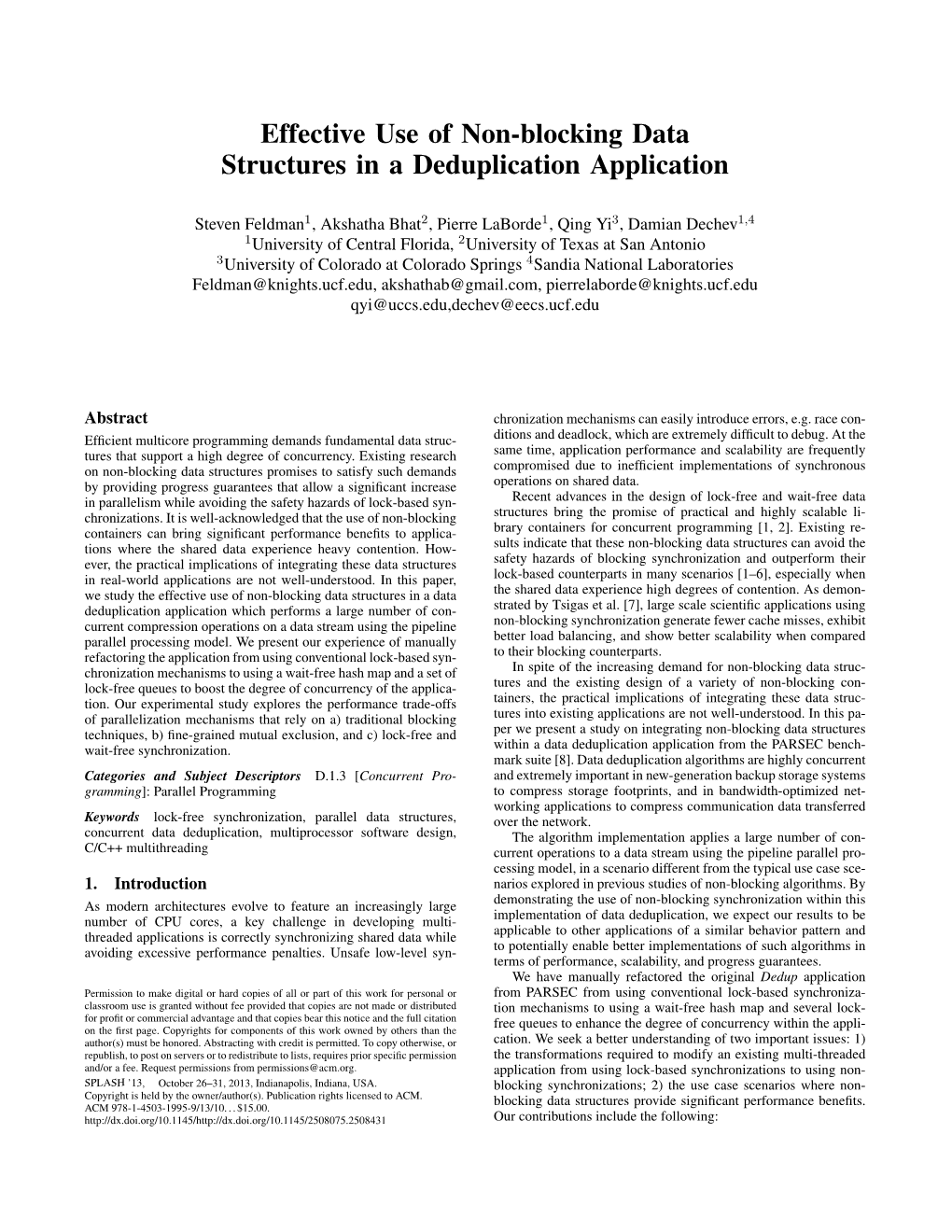 Effective Use of Non-Blocking Data Structures in a Deduplication Application