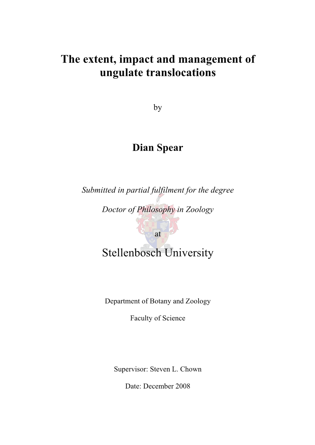 The Extent, Impact and Management of Ungulate Translocations