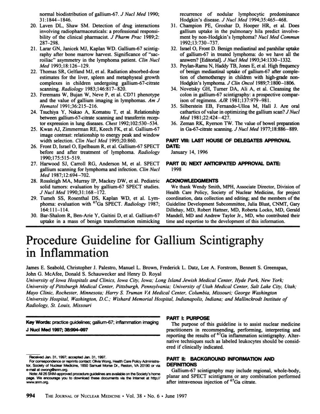 Procedure Guideline for Gallium Scintigraphy in Inflammation