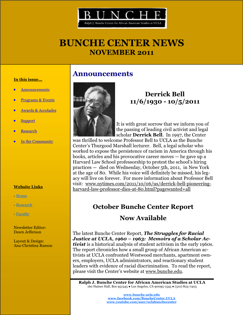 Bunche Center Newsletter-November 2011