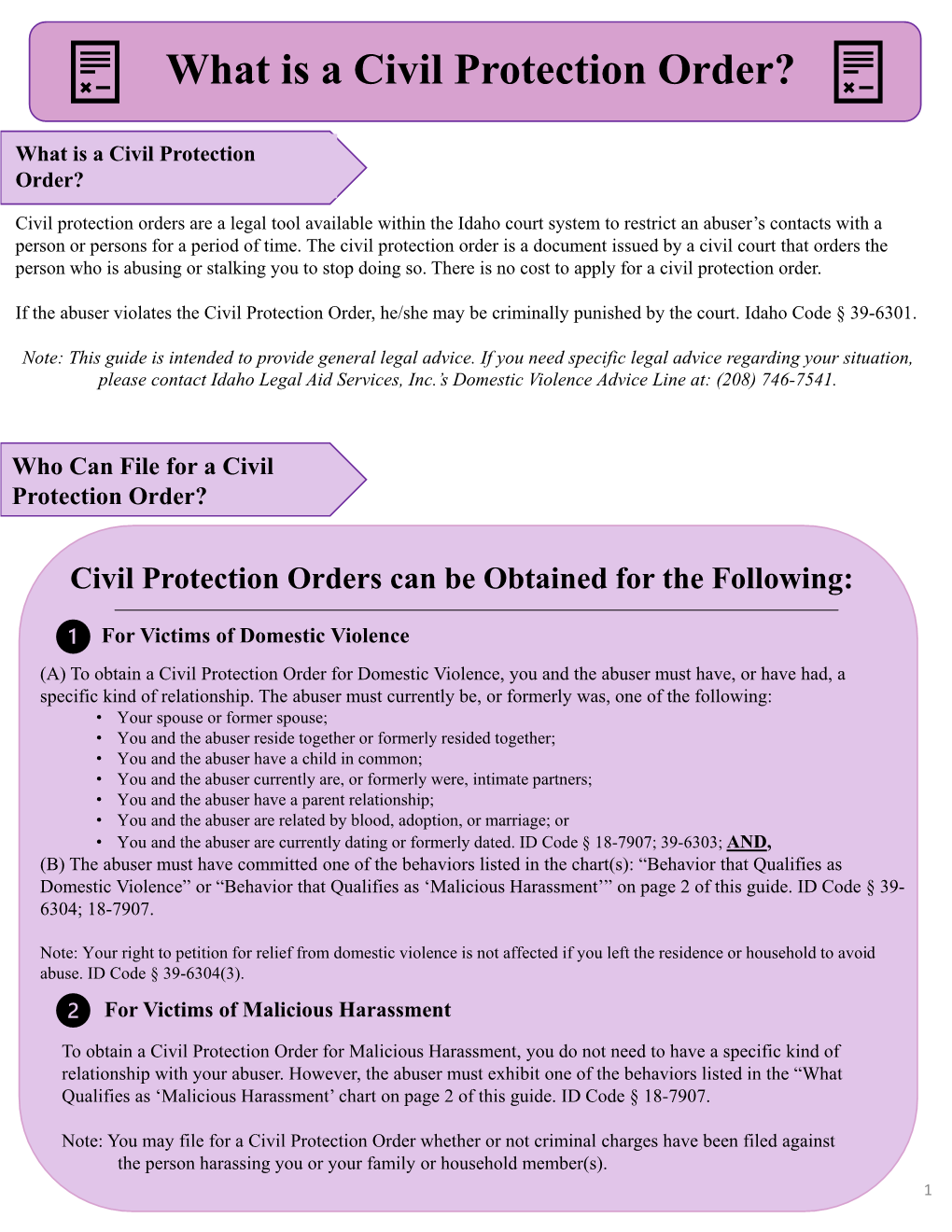 Civil Protection Order Guide