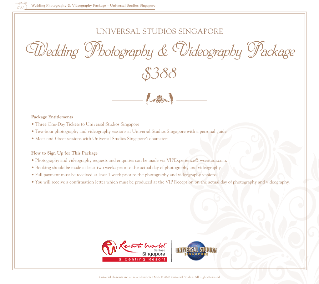 Universal Studios Singapore Wedding Photography Package