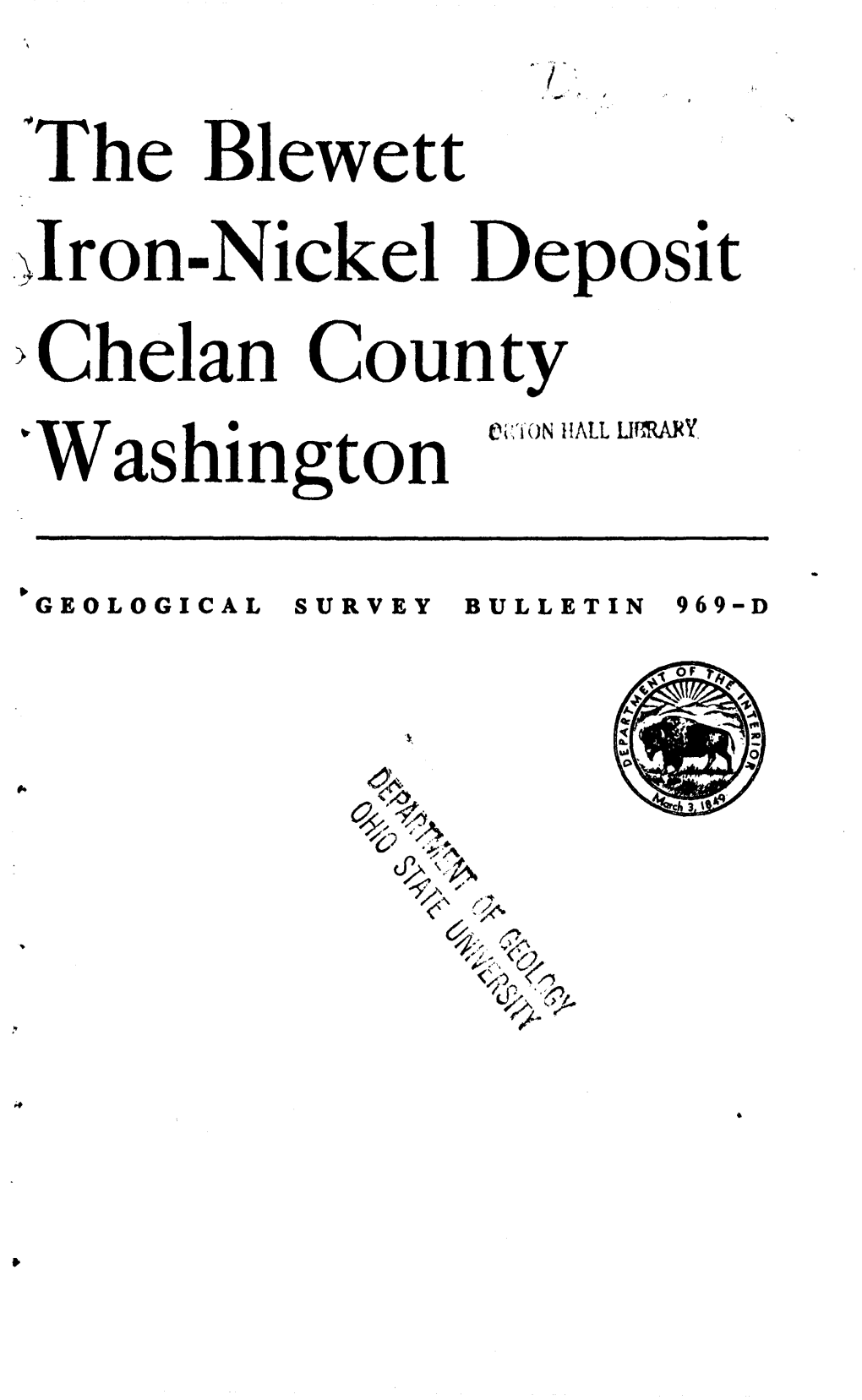 The Blewett &gt;Iron-Nickel Deposit Chelan County 'Washington