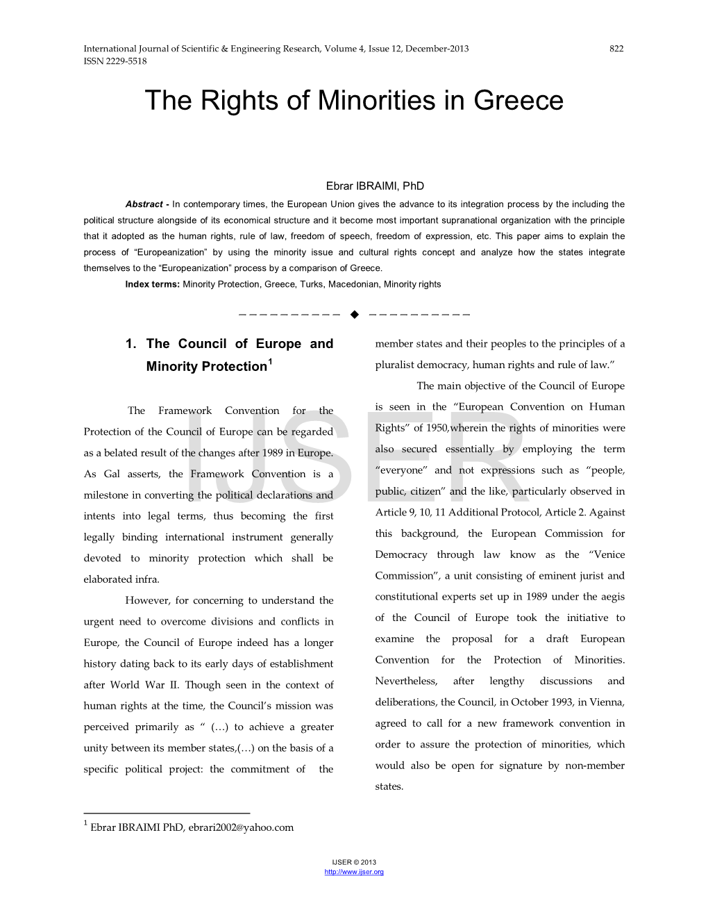 The Rights of Minorities in Greece