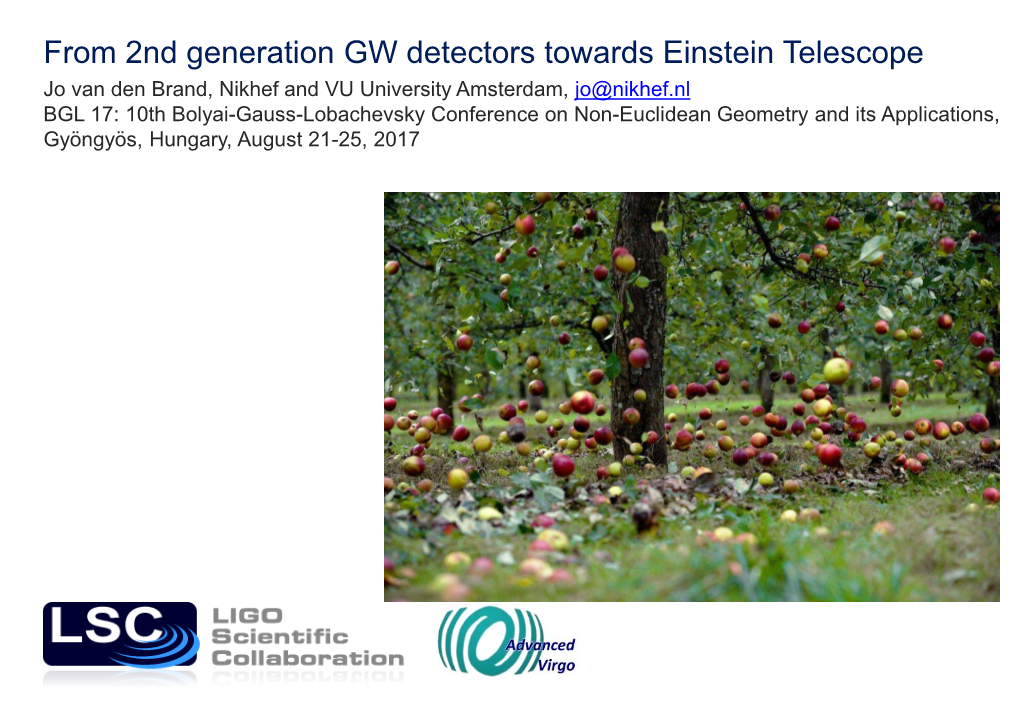 From 2Nd Generation GW Detectors Towards Einstein Telescope