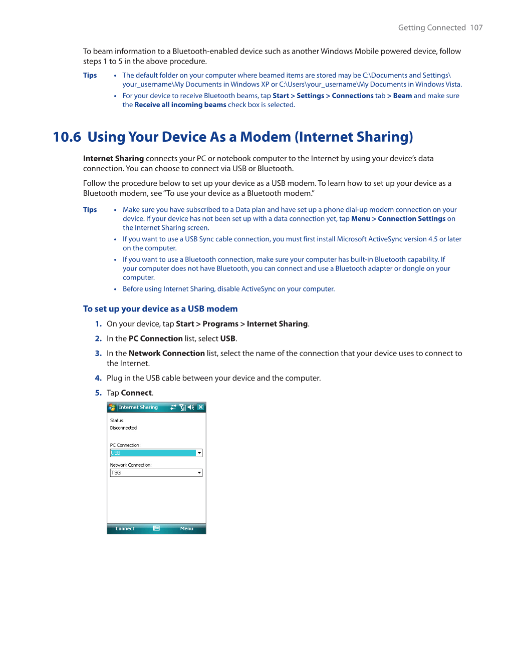 10.6 Using Your Device As a Modem (Internet Sharing)