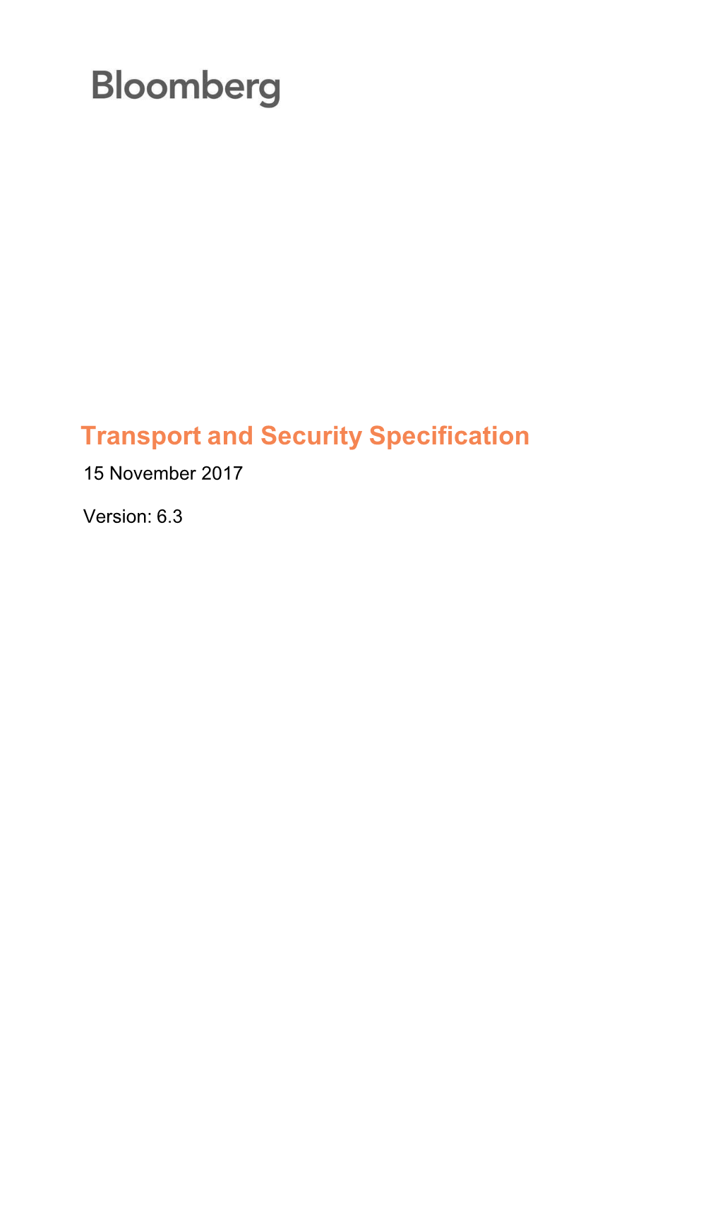 Transport and Security Specification