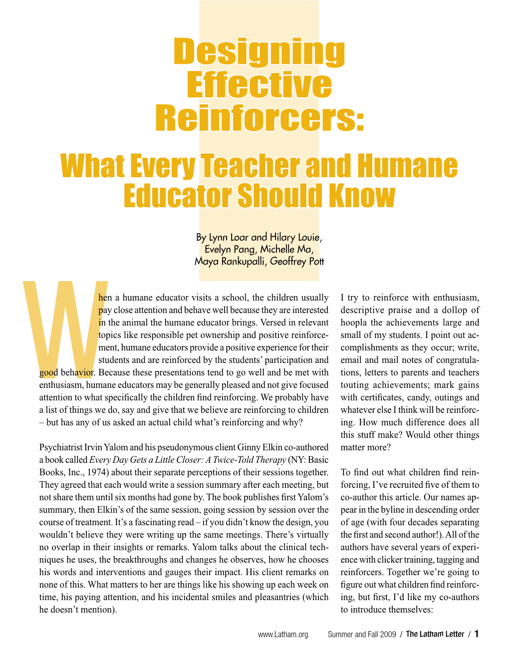 Designing Effective Reinforcers