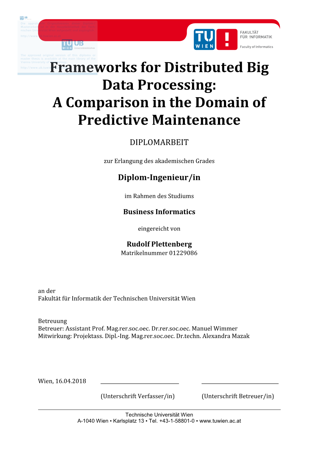Frameworks for Distributed Big Data Processing: a Comparison in the Domain of Predictive Maintenance