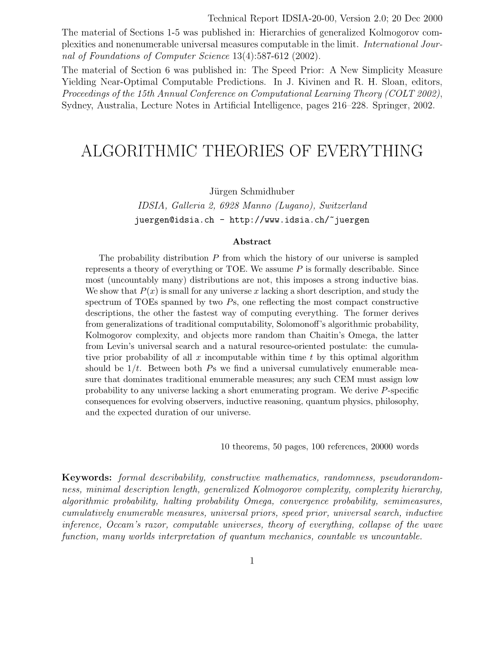 Algorithmic Theories of Everything