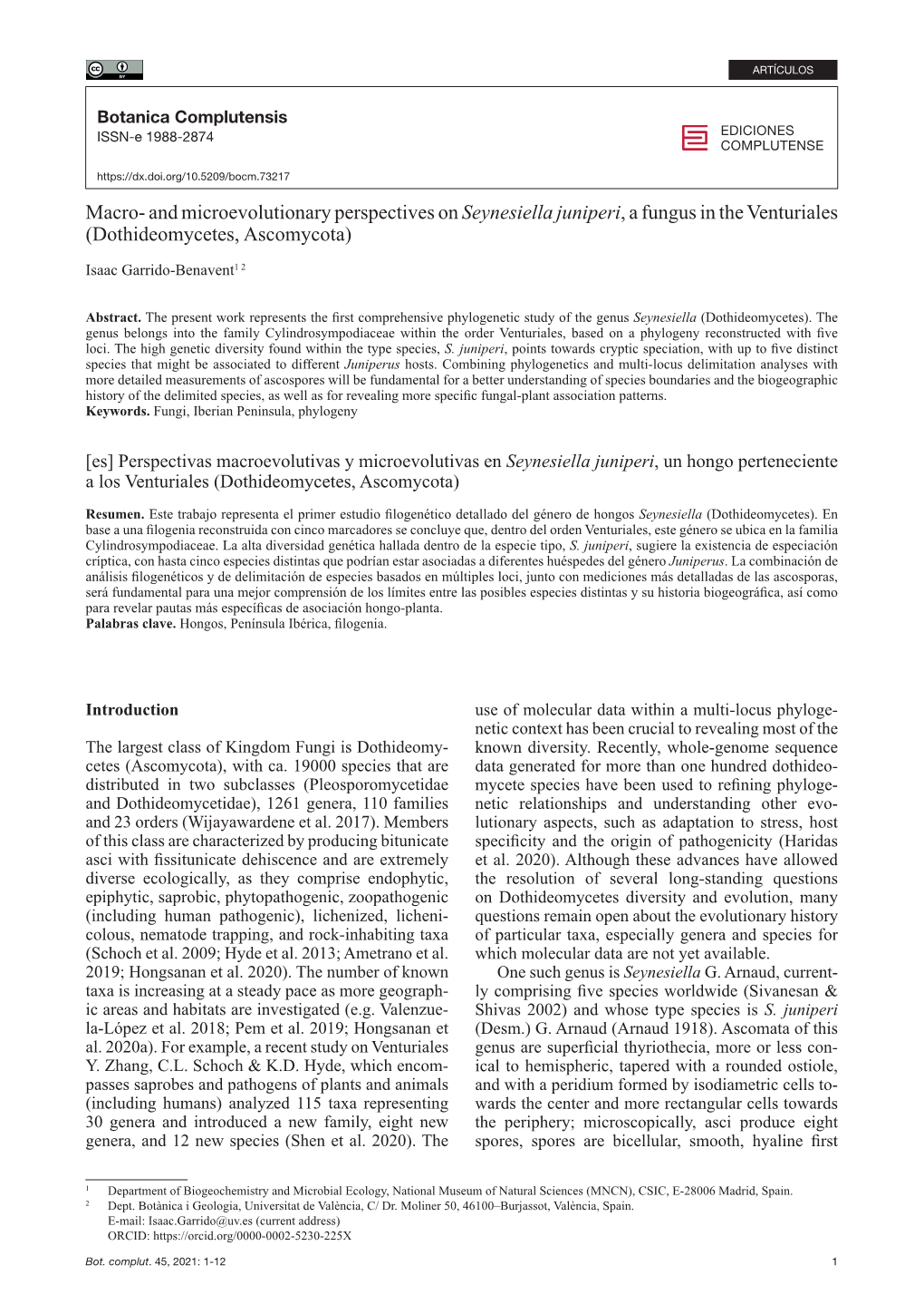 Macro- and Microevolutionary Perspectives on Seynesiella Juniperi, a Fungus in the Venturiales (Dothideomycetes, Ascomycota)