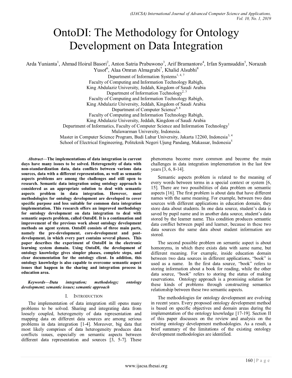 The Methodology for Ontology Development on Data Integration