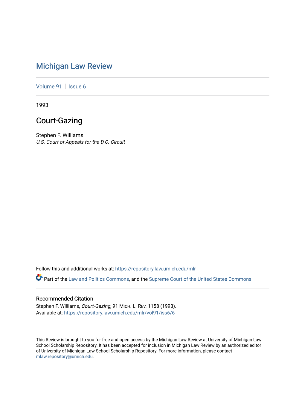 Michigan Law Review Court-Gazing