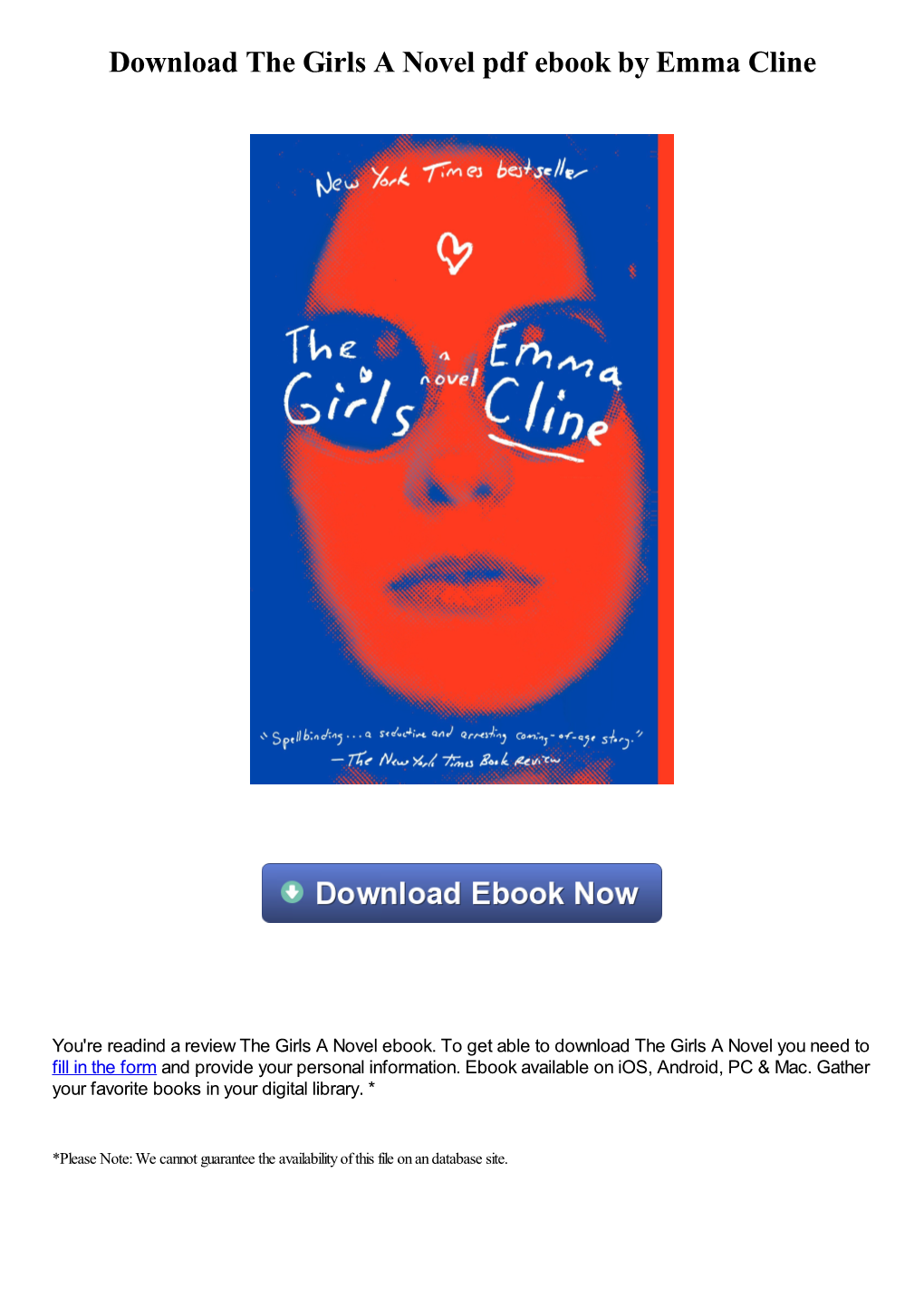 Download the Girls a Novel Pdf Book by Emma Cline