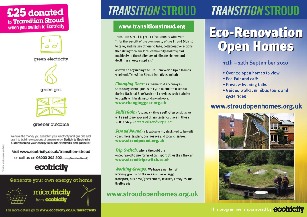 OPEN HOMES 3:OH 2010 Leaflet For