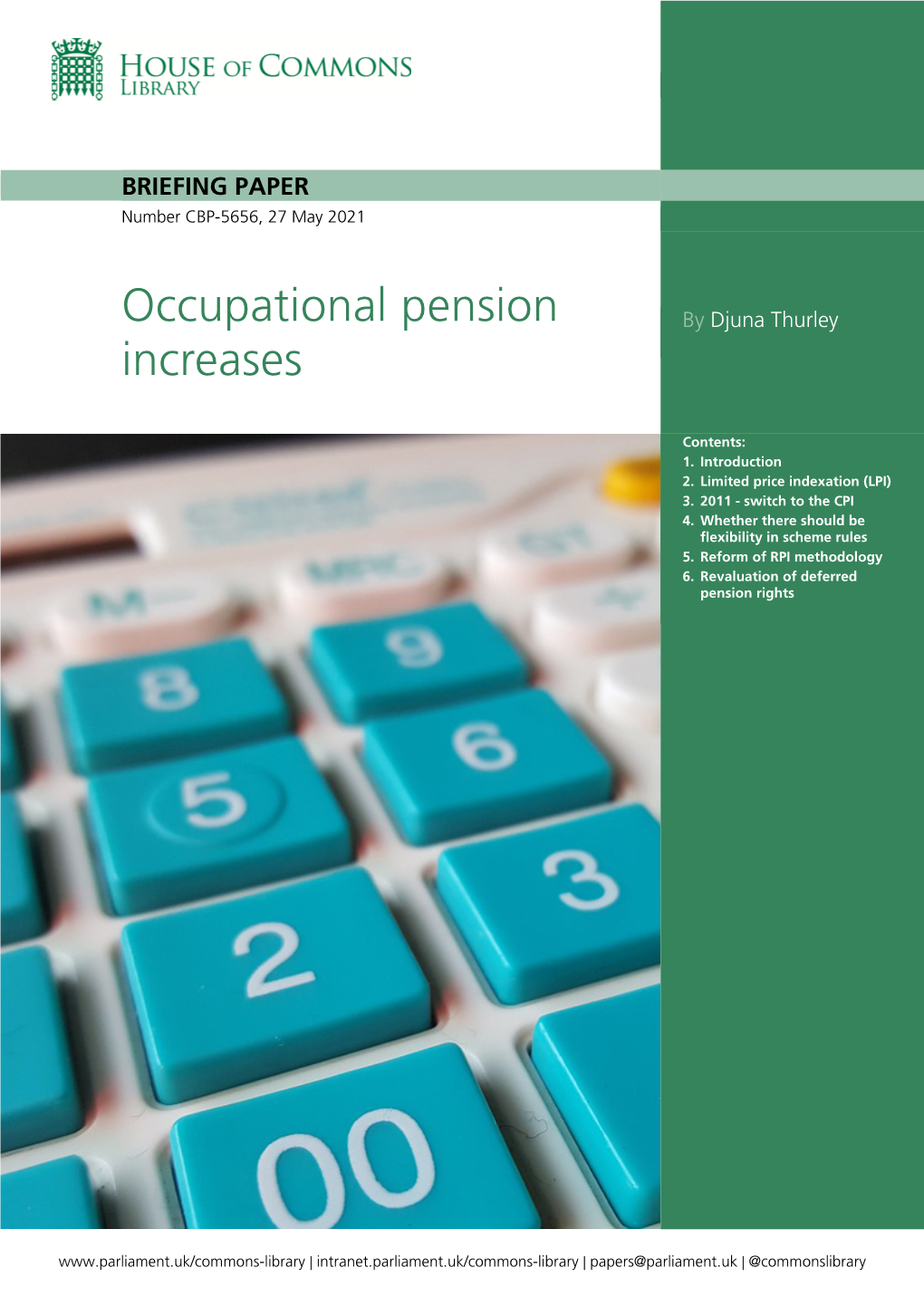Occupational Pension Increases