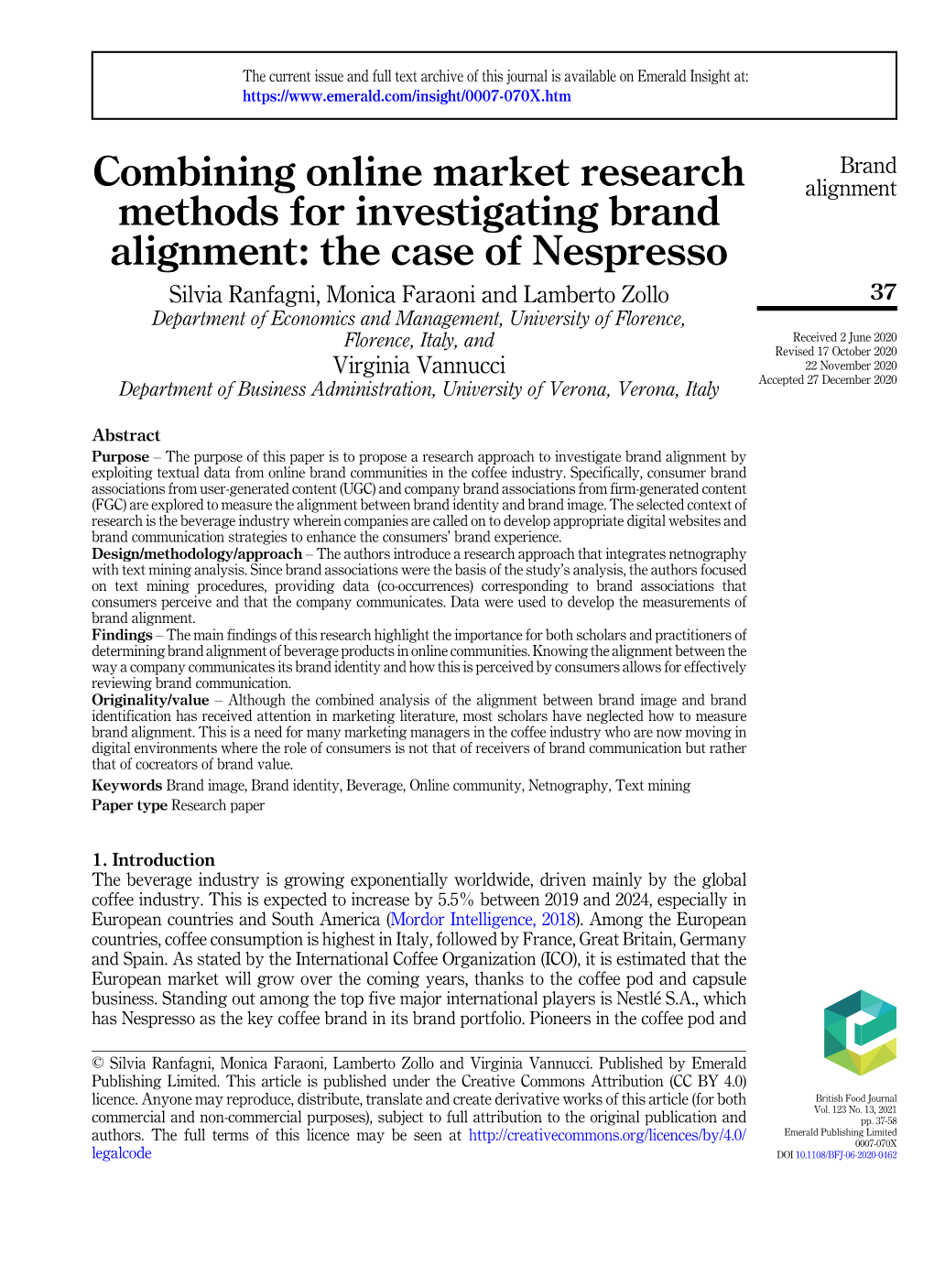 Combining Online Market Research Methods for Investigating Brand