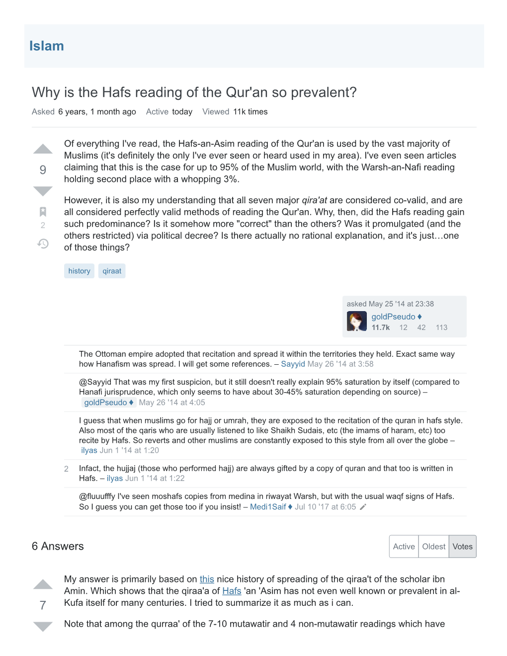 Why Is the Hafs Reading of the Qur'an So Prevalent? Asked 6 Years, 1 Month Ago Active Today Viewed 11K Times