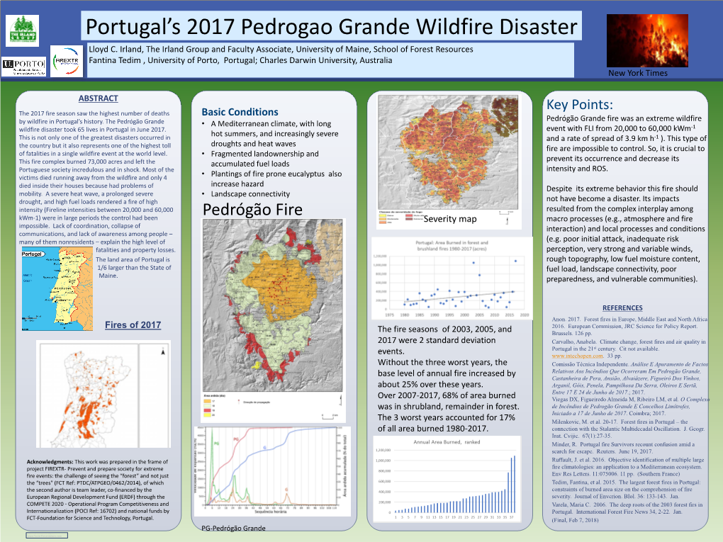 Basic Conditions Pedrógão Grande Fire Was an Extreme Wildfire by Wildfire in Portugal’S History